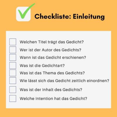 Gedichtanalyse - Checkliste Einleitung